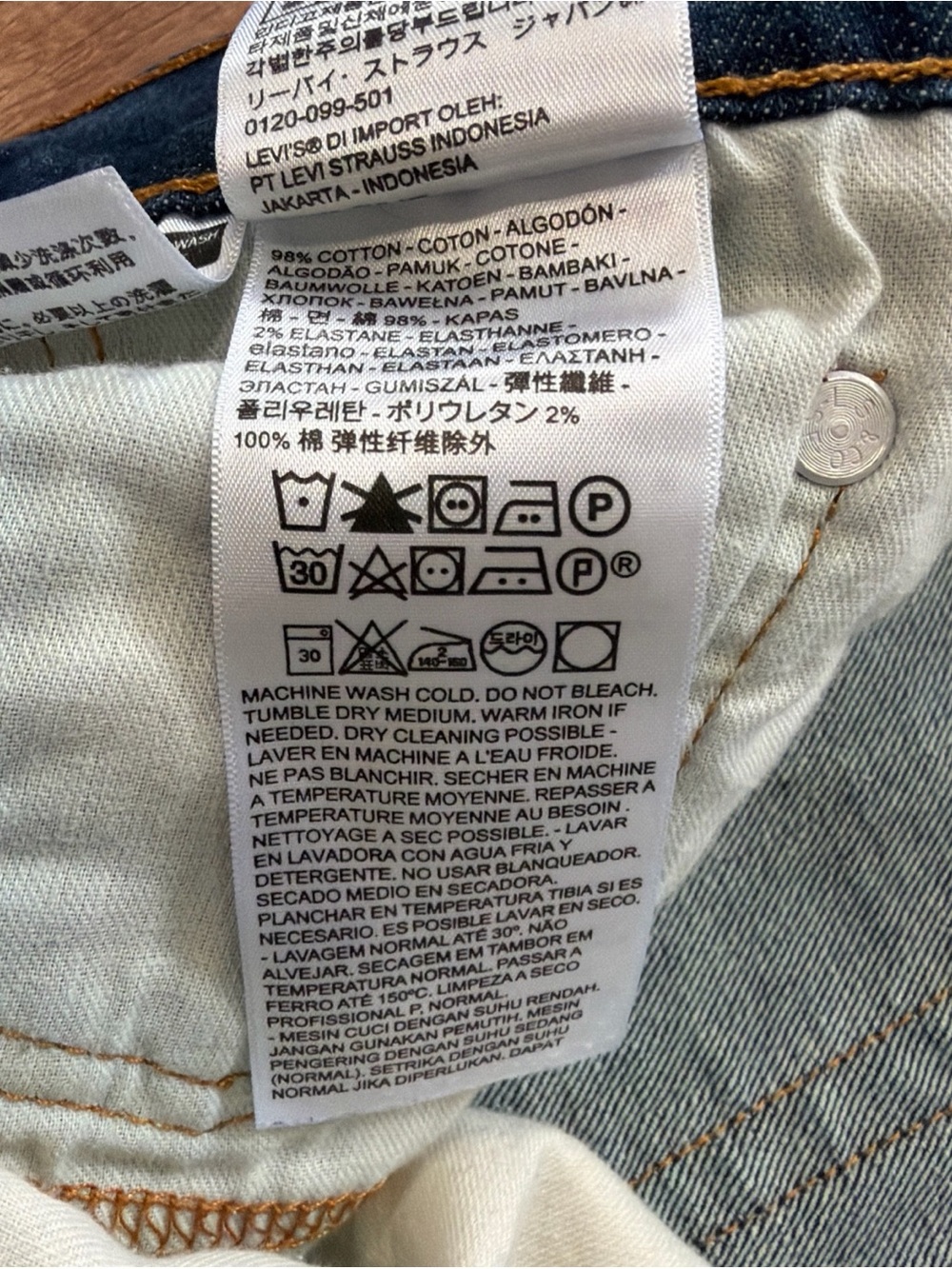 Levi's 513 Jeans Mens 32x32 Blue Straight Dark Was Denim Stretch Pants Casual - Picture 8 of 12
